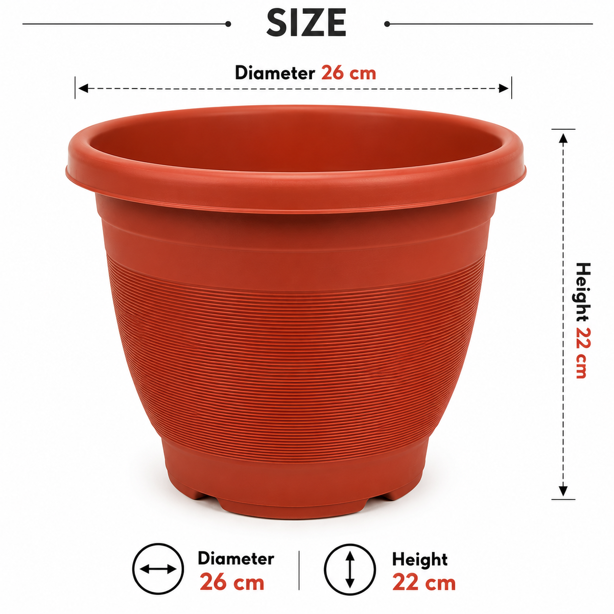 Plastic Round Flower Pot – Multiple Sizes