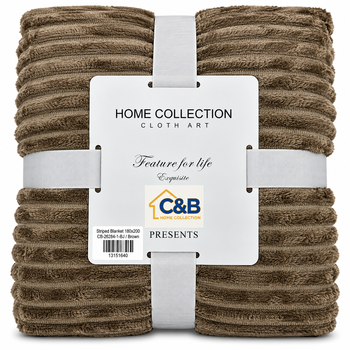 Stripped Blanket 180x200-Brown