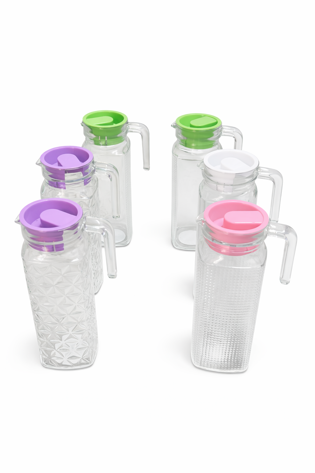 1 Liter Glass Water Jug with Lid – Assorted Colors