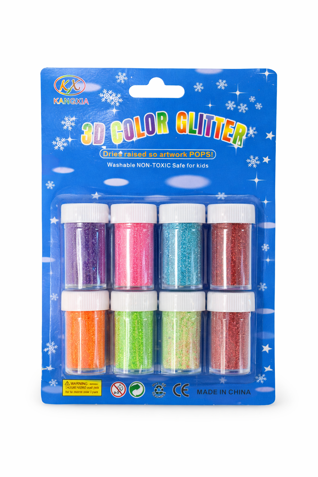 3D Color Glitter – Washable Non-Toxic (6-Piece Set)
