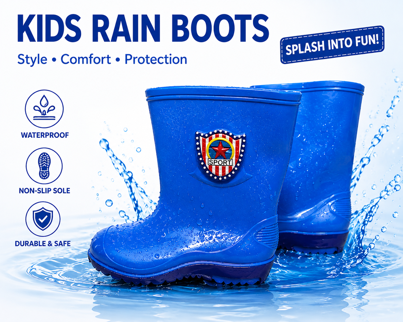 Kids Waterproof Rain Boots