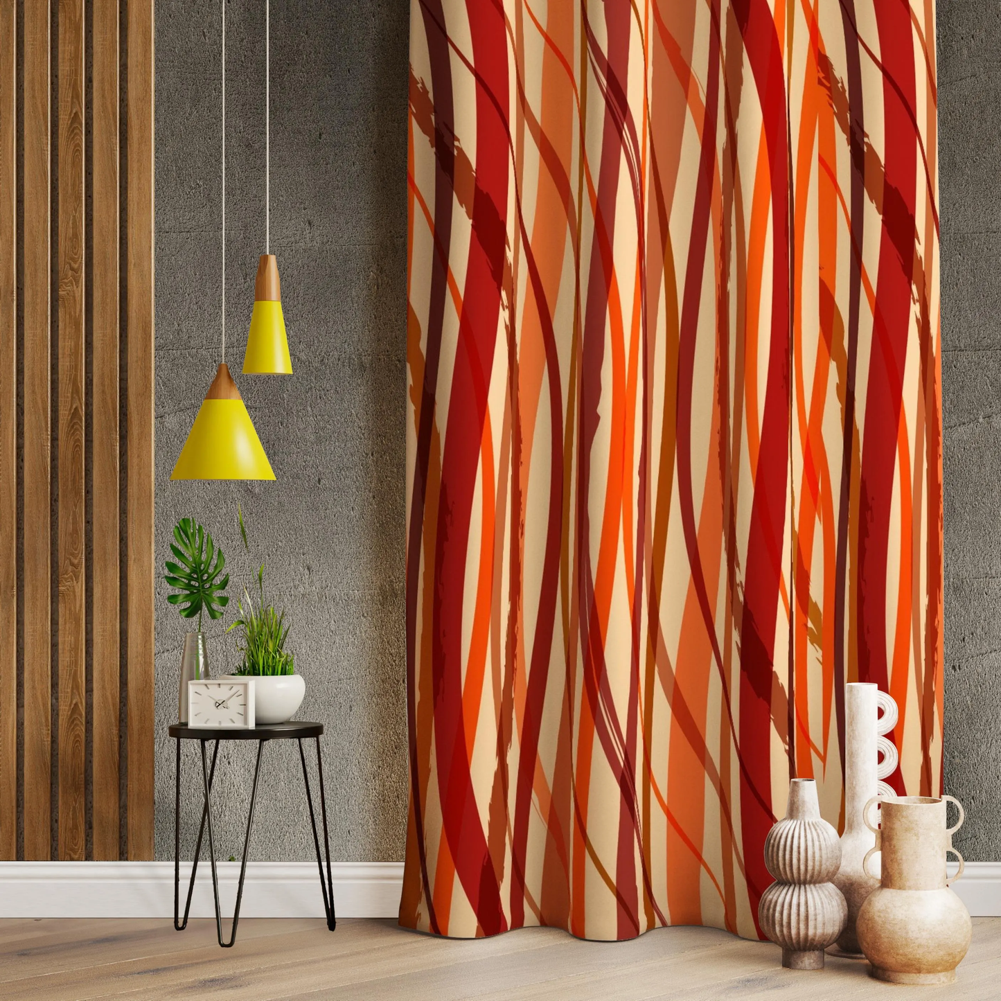 Orange Flame Stripe Curtain