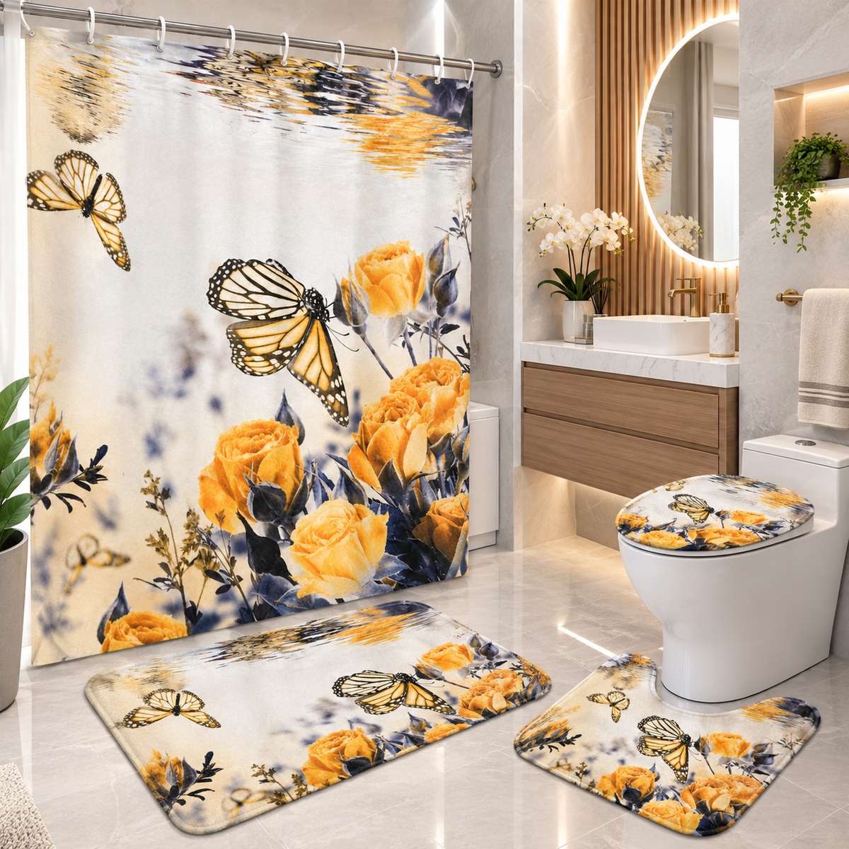 Butterfly & Rose Bathroom Set