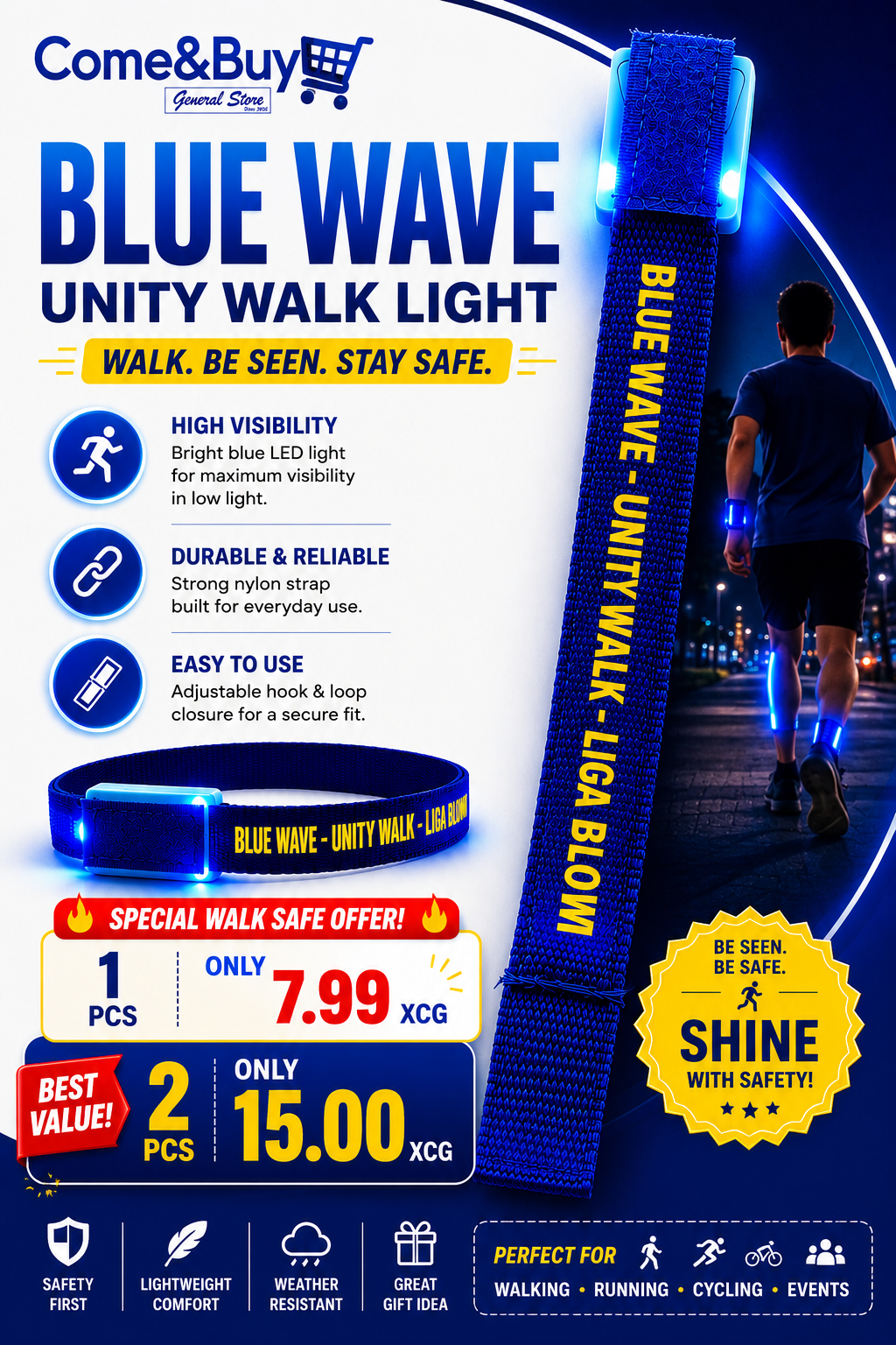 Bright Blue Bracelet+LED Light