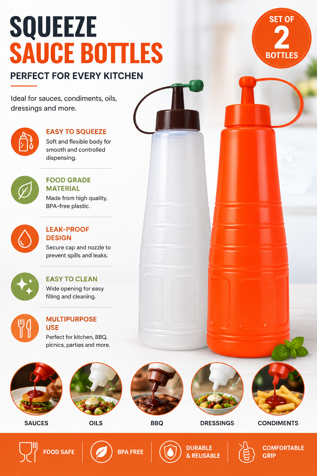 Squeeze Sauce Bottles – Set of 2