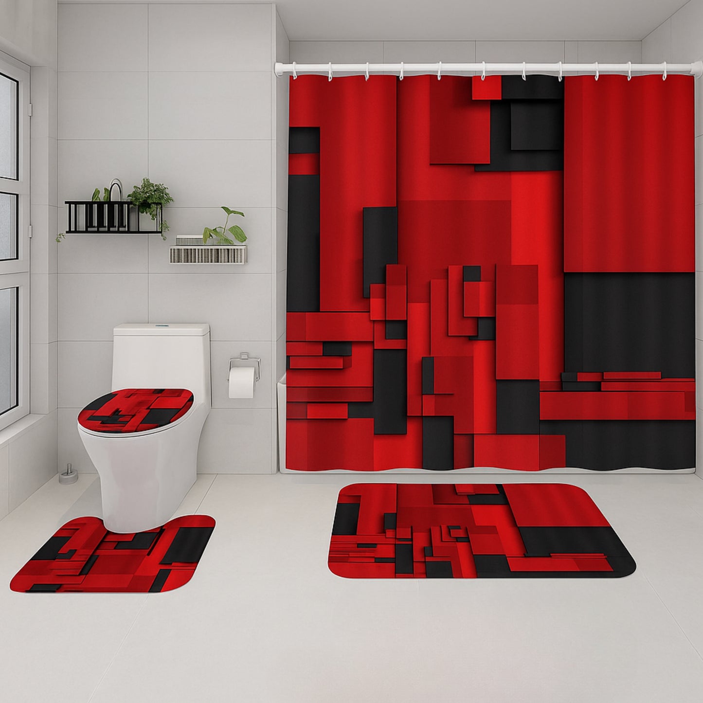 Bold Geometric Red & Black Design