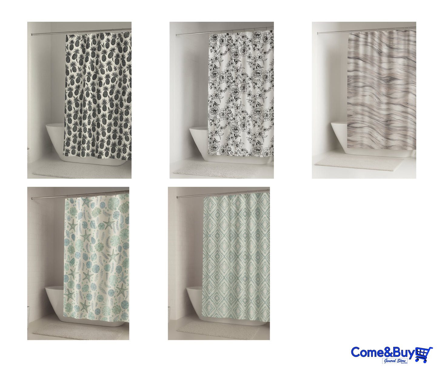 HOUSEWELL Premium Shower Curtain – 178 cm x 183 cm (70 in x 72 in)