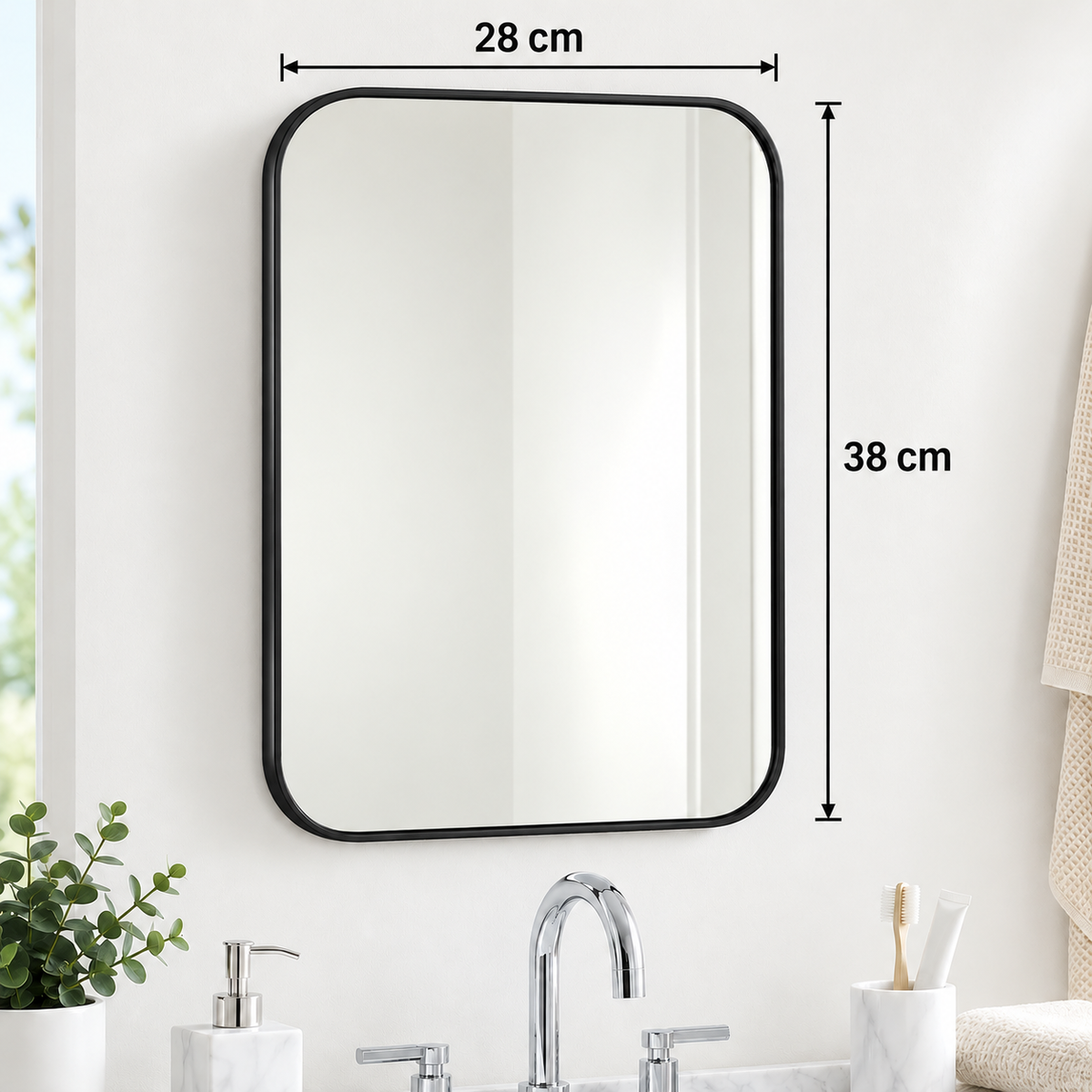 Black Wall Mirror – 28 × 38 cm