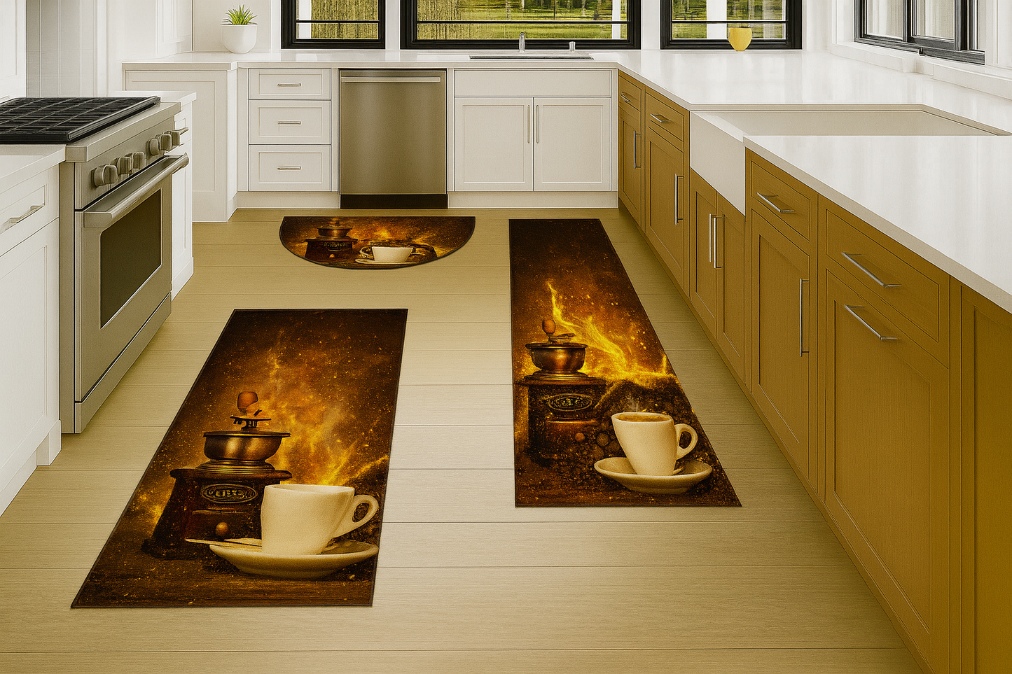 Vintage Coffee Time Kitchen Mat Set