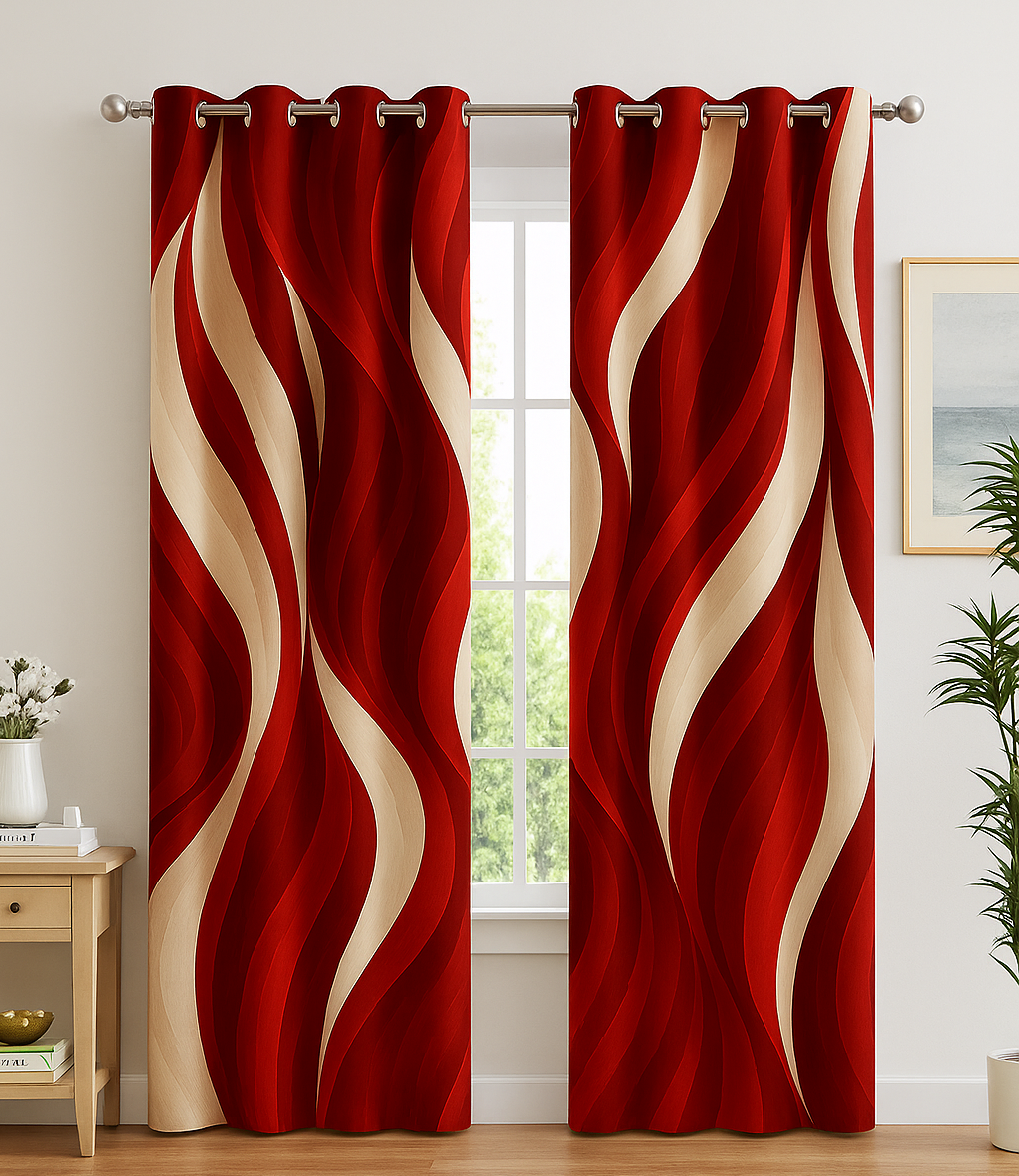 Blackout Curtain Red and White-12