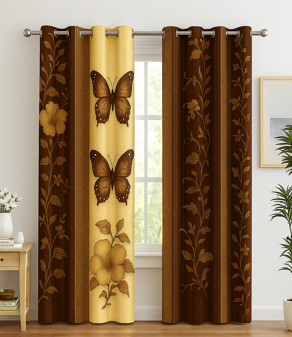 Blackout Curtain Brown Butterfly-15