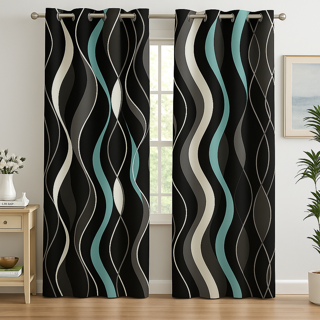 Blackout Curtain Grey-Black Strips-9