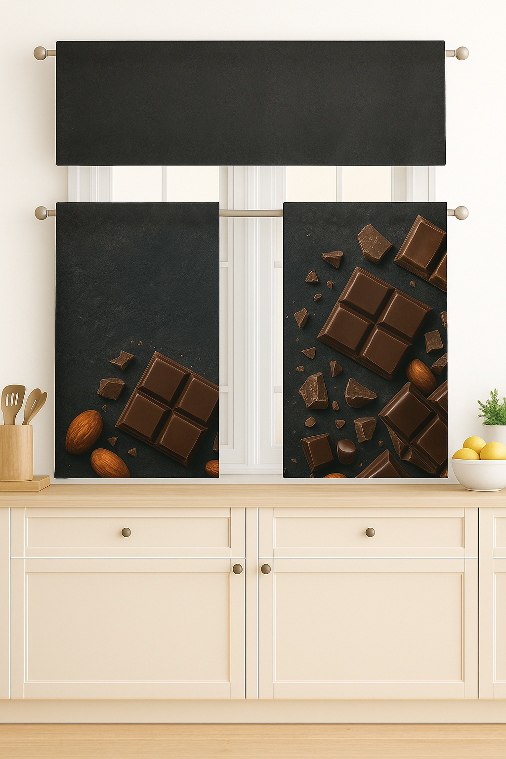C&B Choco Bliss – Kitchen Curtain Set (3 Pieces)