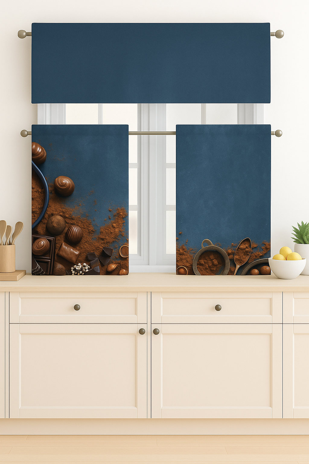C&B Hazelnut &Cocoa – Kitchen Curtain Set (3 Pieces)