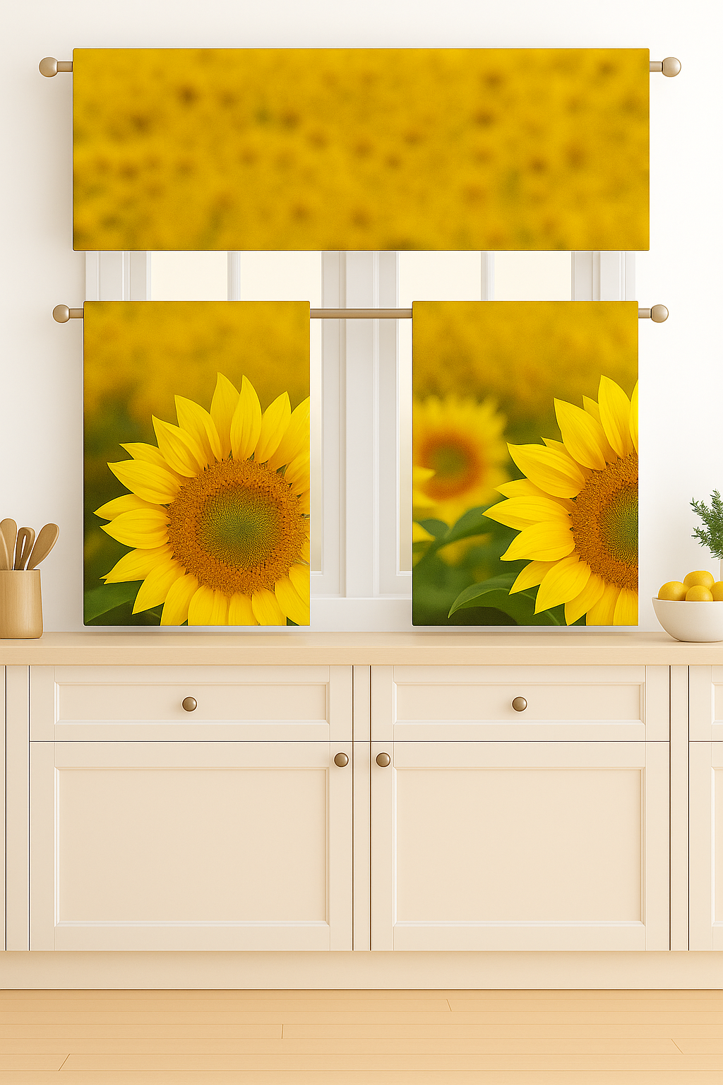 C&B Sunflower Kitchen Curtain 3pcs