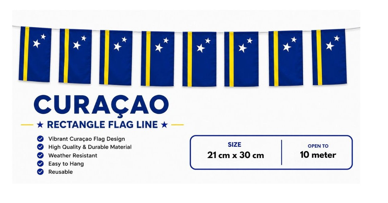 Banderin Curacao Rectangle hanging Flag 21 cm x 30cm