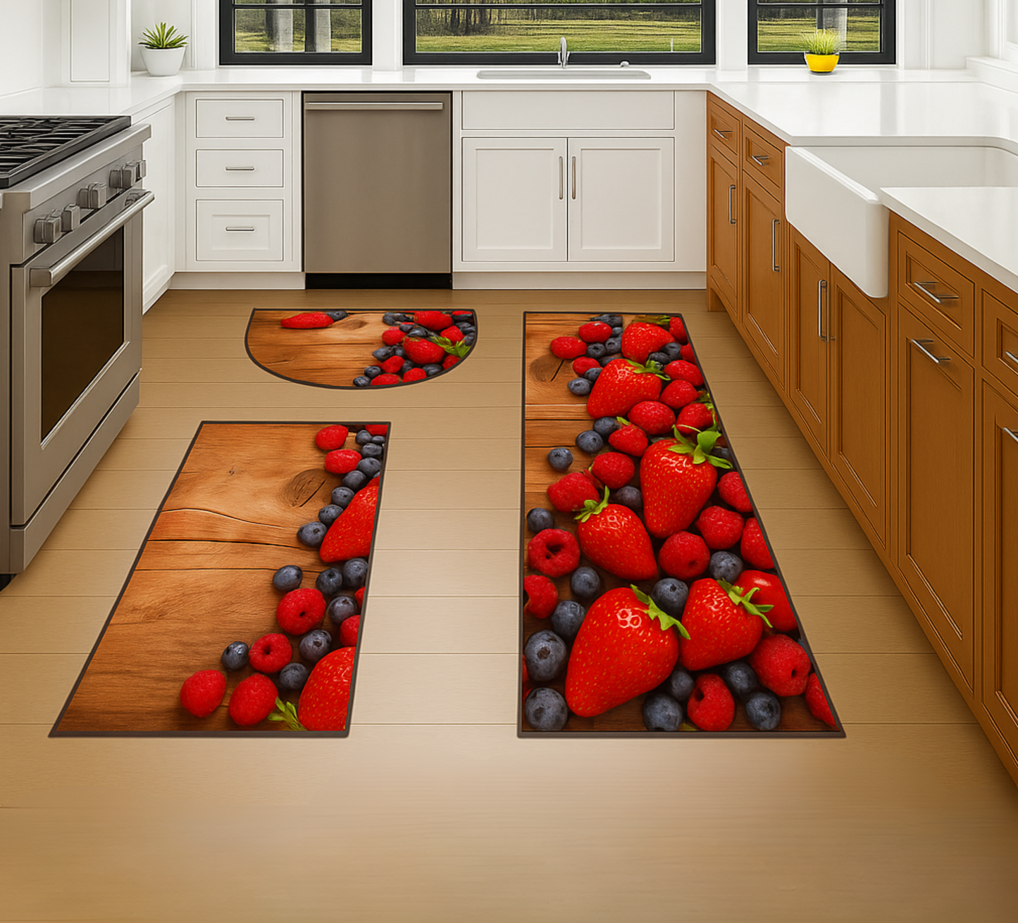 Fresh Berry Harvest Kitchen Mat Set