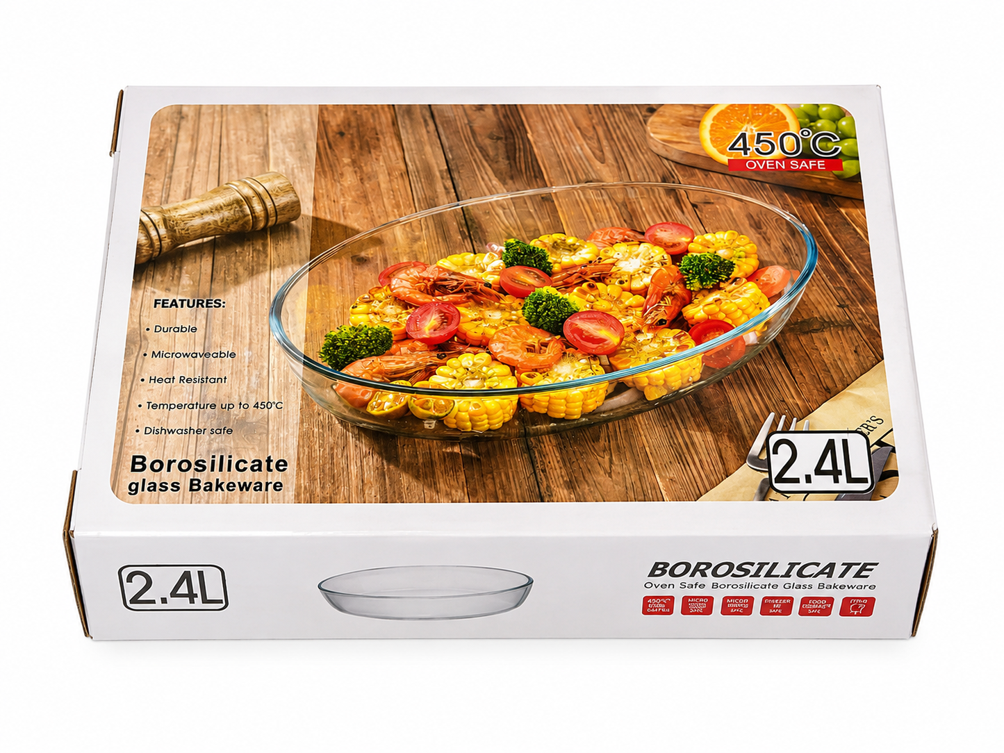 Borosilicate Glass Oval Bakeware – 2.4L