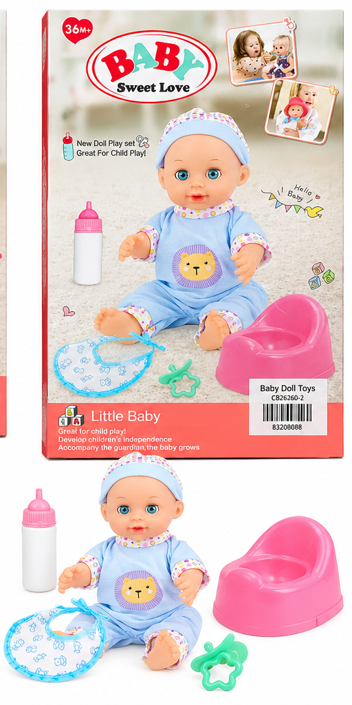 Baby Sweet Love potty doll play set on white background