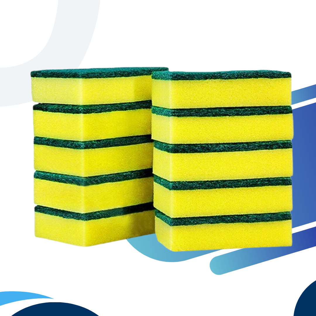Dish Sponge with Scrub Pad (green&yellow) 10 PCS