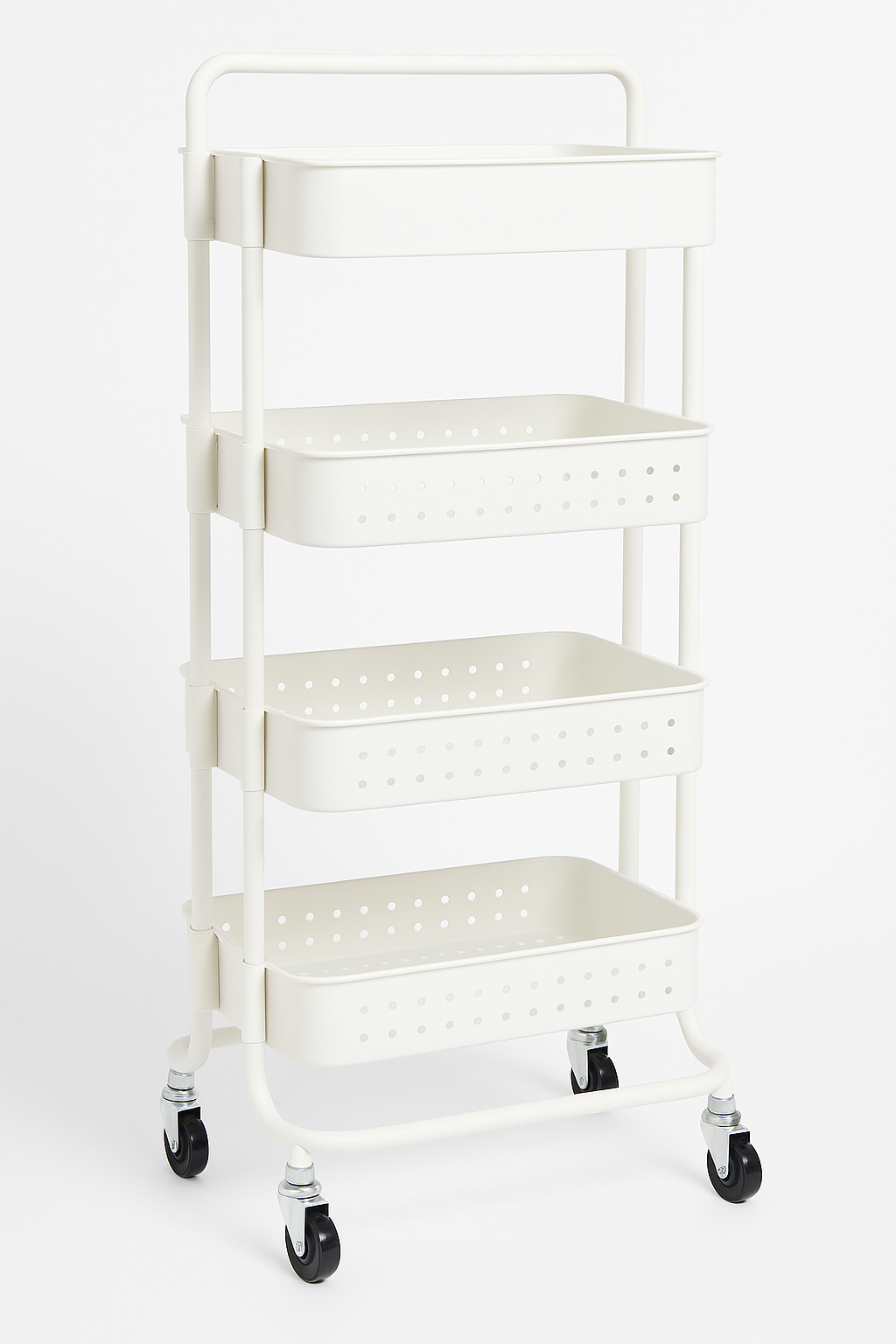 4-Tier Rolling Storage Cart – White