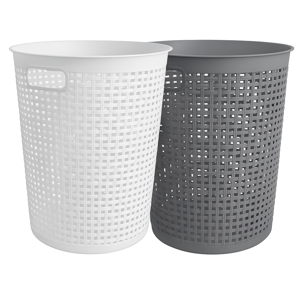Woven Laundry Basket Set (White&Grey)