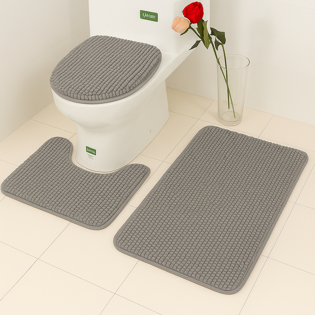 Bobbly 3-Pcs Bathroom Mat Set