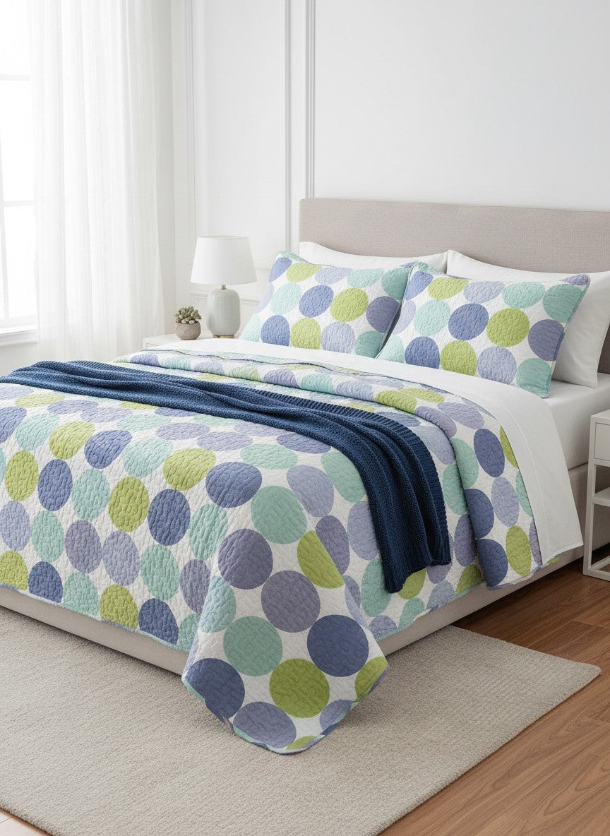 Cicle-3 Pieces Bed Quilt-King Size