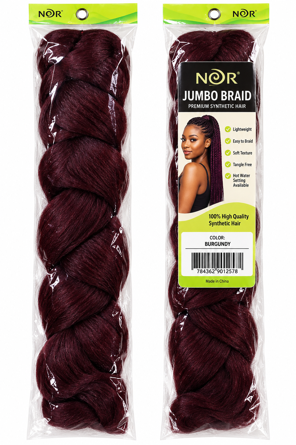 NOR Jumbo Braid burgundy synthetic braiding hair