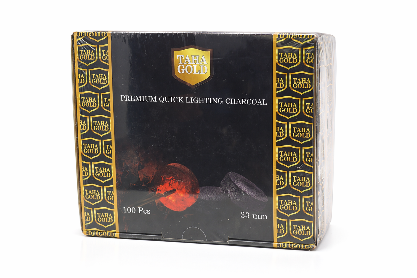 Taha Gold Premium Quick Lighting Charcoal – 33mm | 100 Pieces
