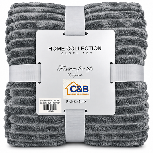 Stripped Blanket 150x200-Dark Grey
