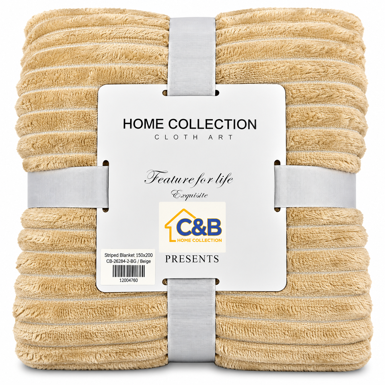 Stripped Blanket 150x200-Beige