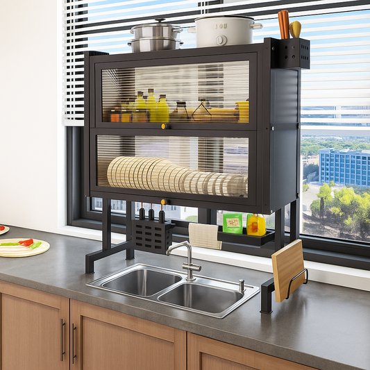 Kitchen Rack with Cabinet Doors