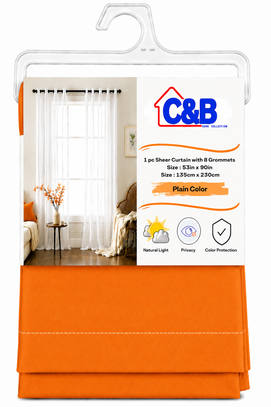 135 × 230 cm Sheer Curtains Standard (No Rings)