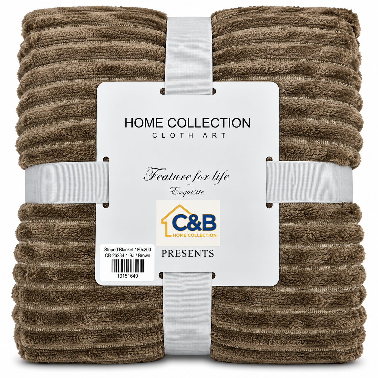 Stripped Blanket 180x200-Brown