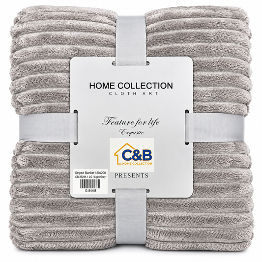 Stripped Blanket 180x200-Light Grey