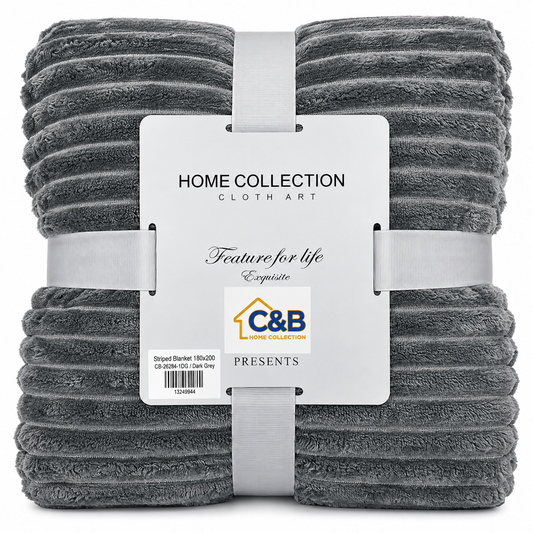 Stripped Blanket 180x200-Dark Grey