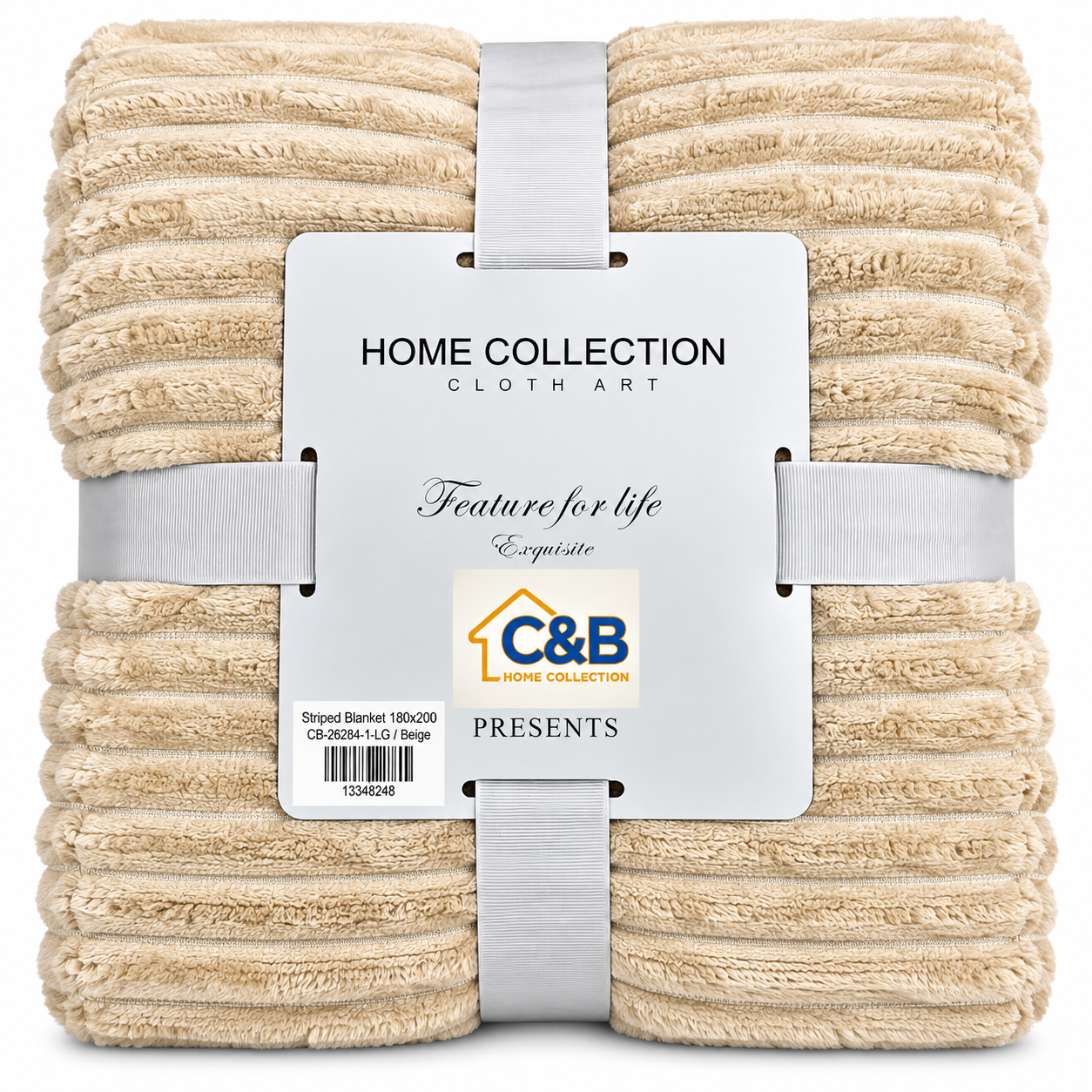 Stripped Blanket 180x200-Beige