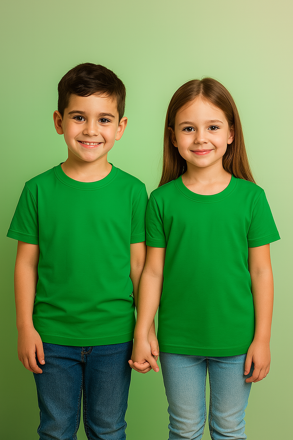 T-Shirt Green Plain Kids