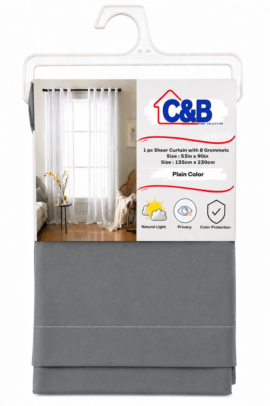 135 × 230 cm Sheer Curtains Standard (No Rings)