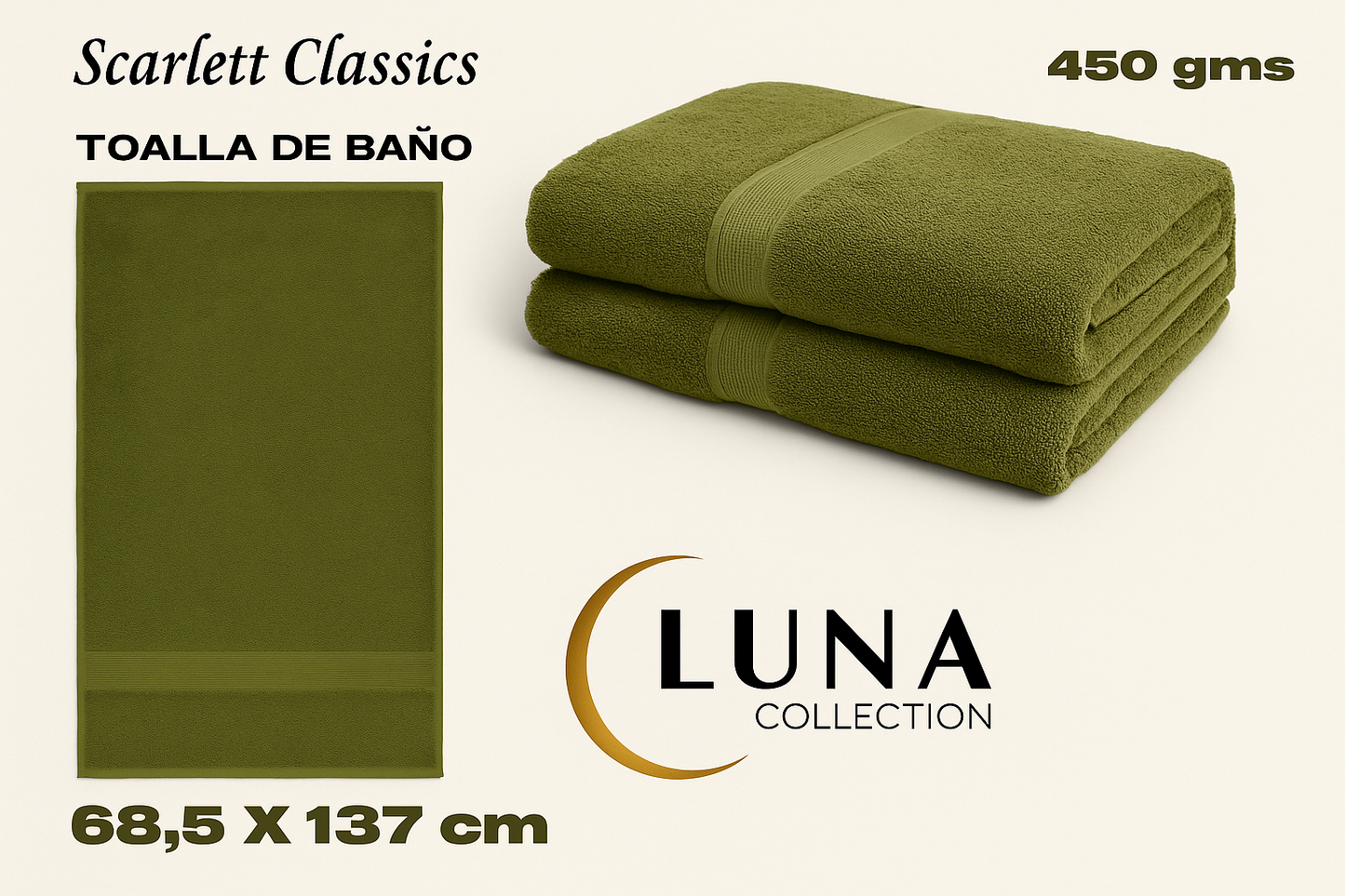 Luna Collection Bath Towel-68.5 × 137 cm