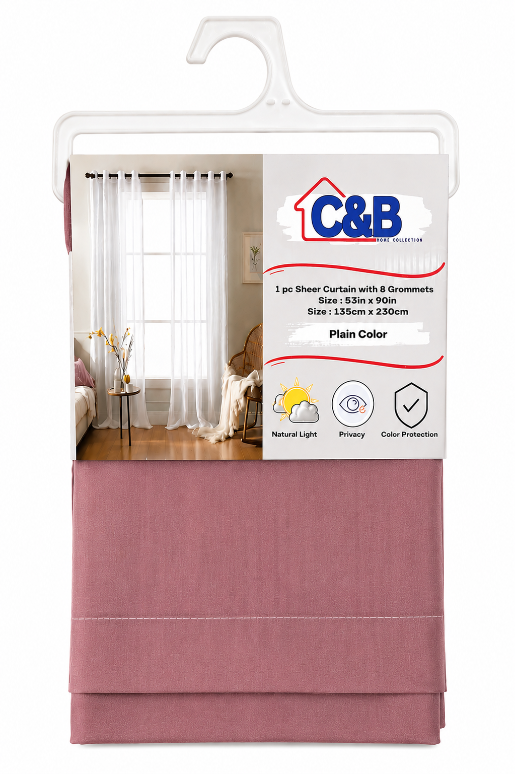 135 × 230 cm Sheer Curtains Standard (No Rings)