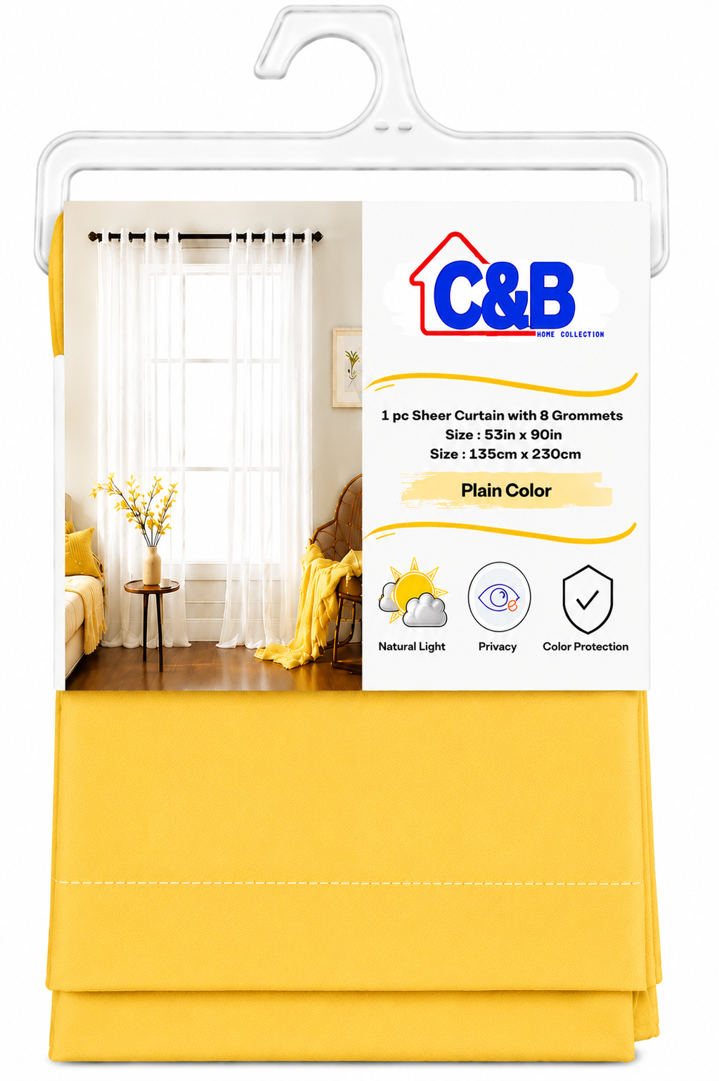 135 × 230 cm Sheer Curtains Standard (No Rings)