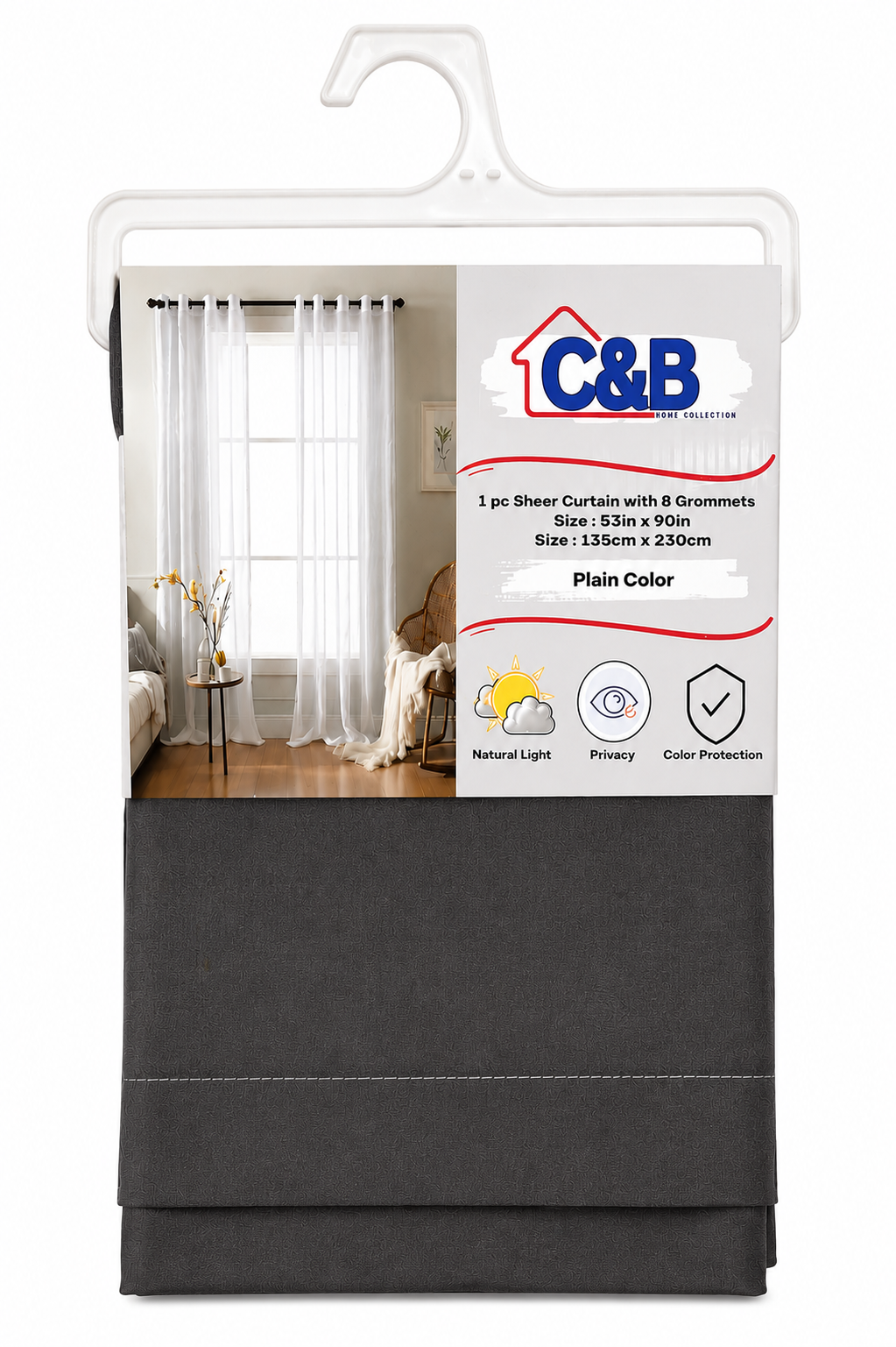 135 × 230 cm Sheer Curtains Standard (No Rings)