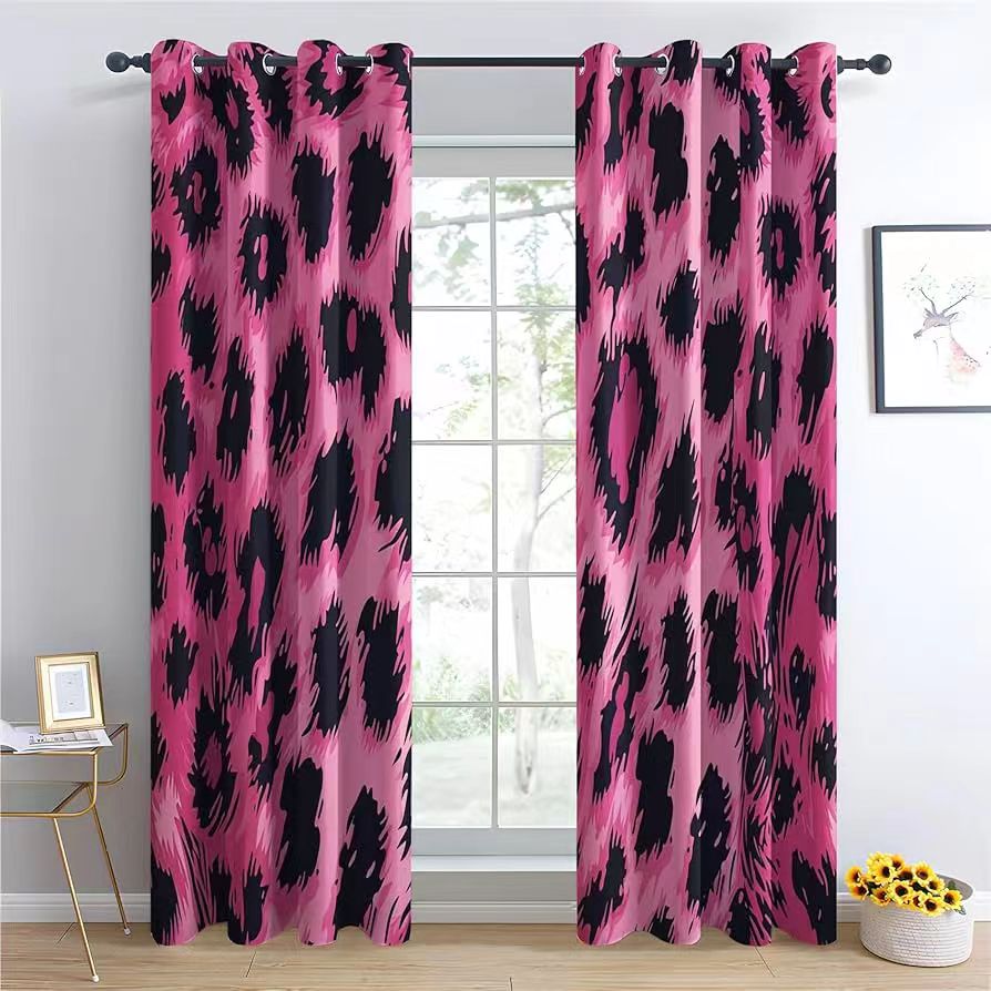 Pink Leopard Print Curtain