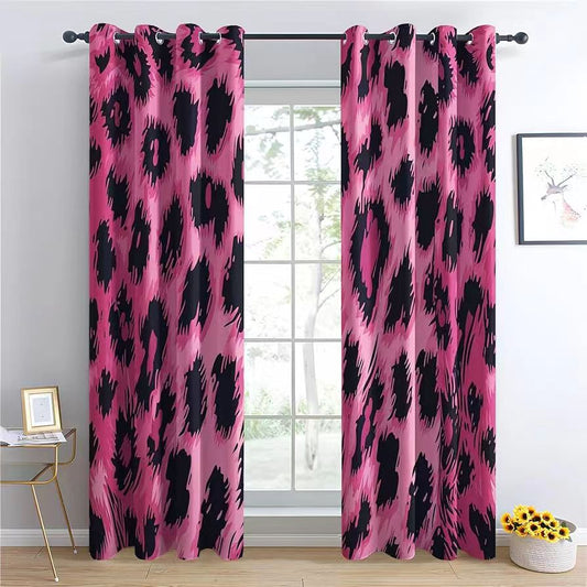 Pink Leopard Print Curtain