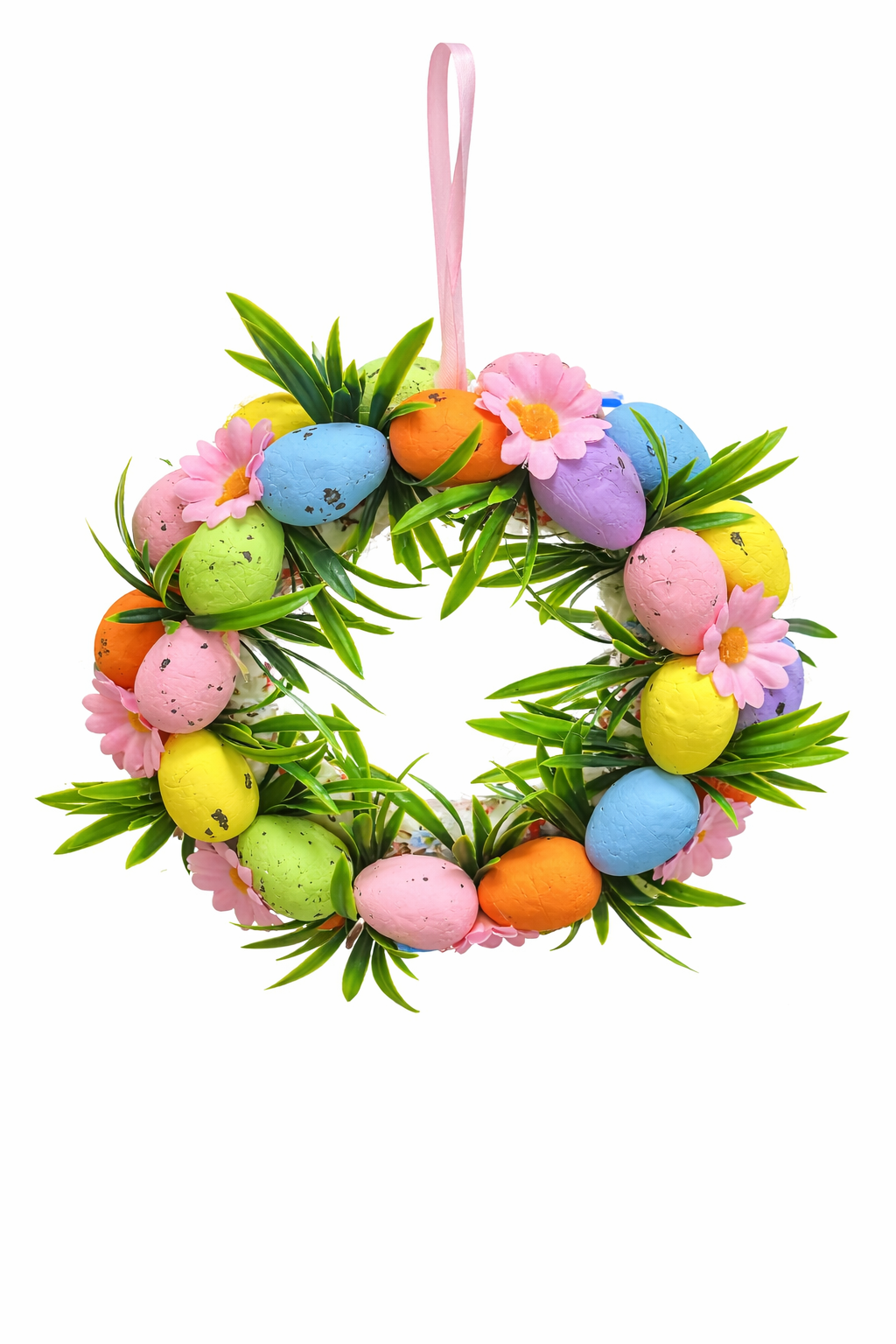 Hanging Easter Egg & Floral Wreath Decoration