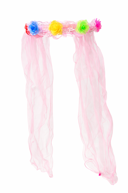 Led Flower Headband with Pink Tulle Veil