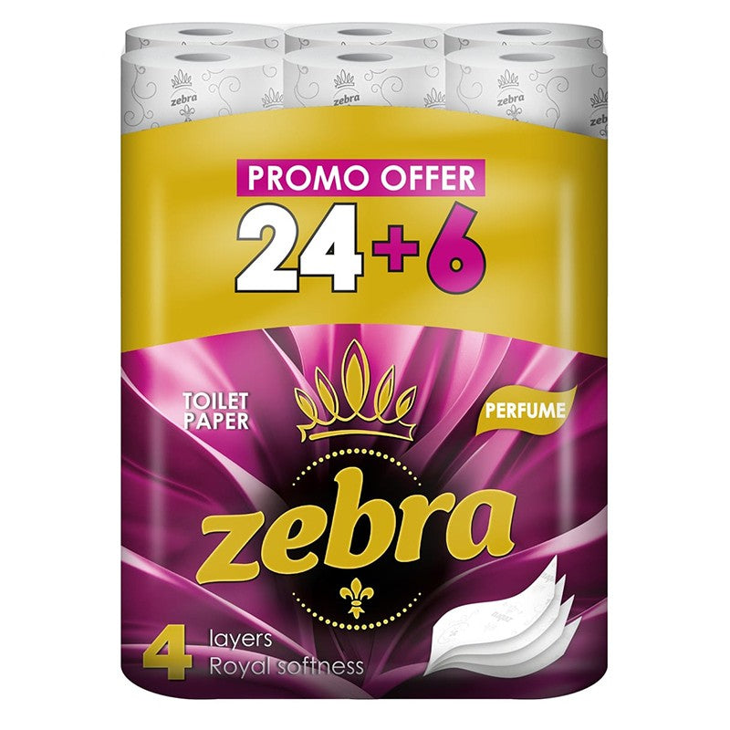 Zebra Perfumed Toilet Paper – 4 Ply – 24 + 6 Rolls