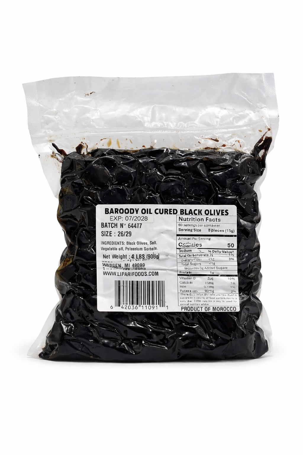 Baroody Oil-Cured Black Olives – 908g (2 lb)